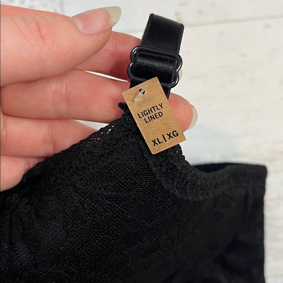 Pink Victorias Secret Black Lace Wireless Lightly Lined Bra Top XL - Picture 6 of 11